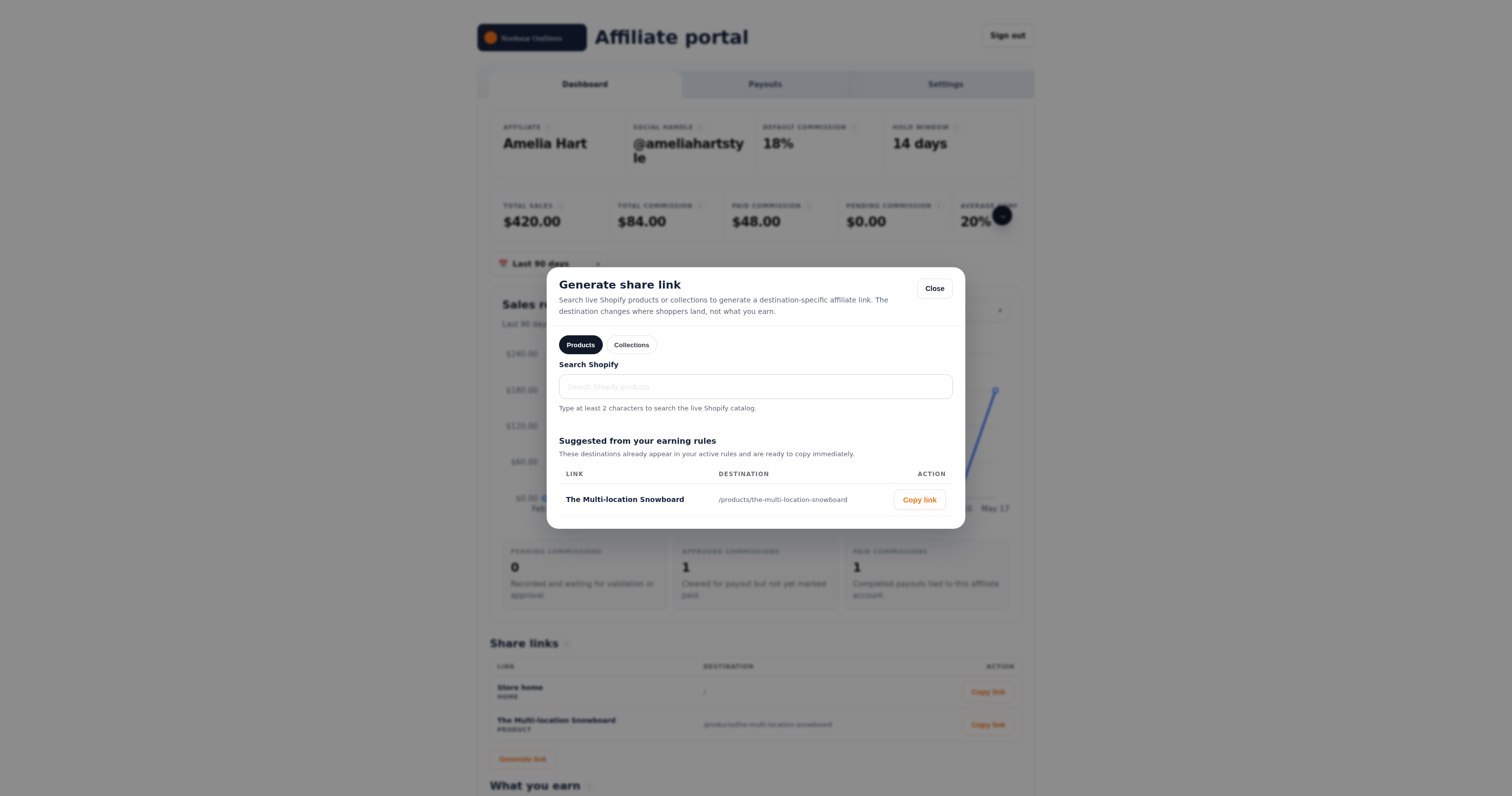 Generate share link dialog